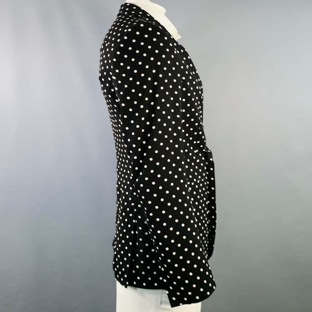 HAIDER ACKERMANN Size 42 Black White Polka Dot Viscose Sport Coat
