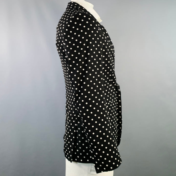 HAIDER ACKERMANN Size 42 Black White Polka Dot Viscose Sport Coat