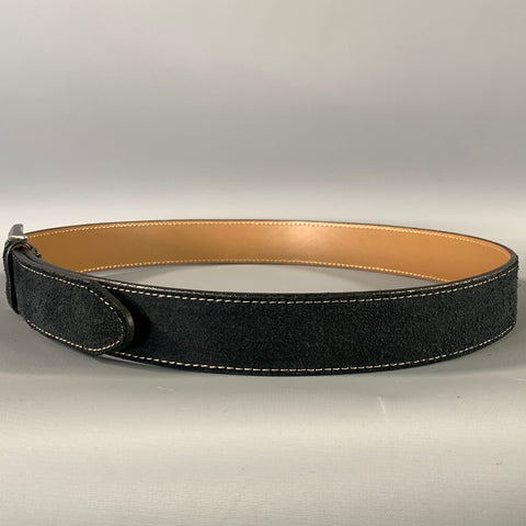 1901 Size 34 Black Brown Suede Leather Belt