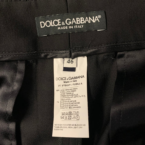 DOLCE & GABBANA Size 10 Black Wool Trouser Cut Pants