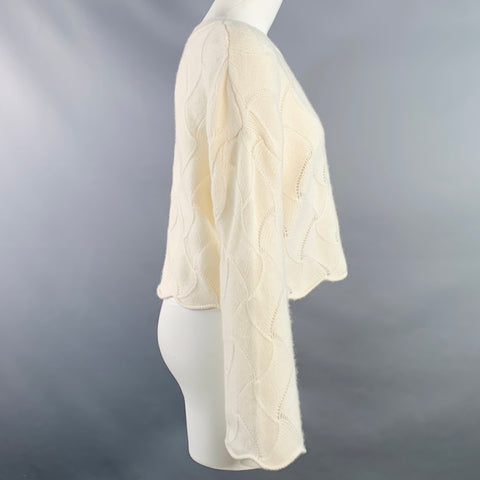 THE CASHMERE PROJECT Pull Col Rond Géométrique en Cachemire Crème Taille S