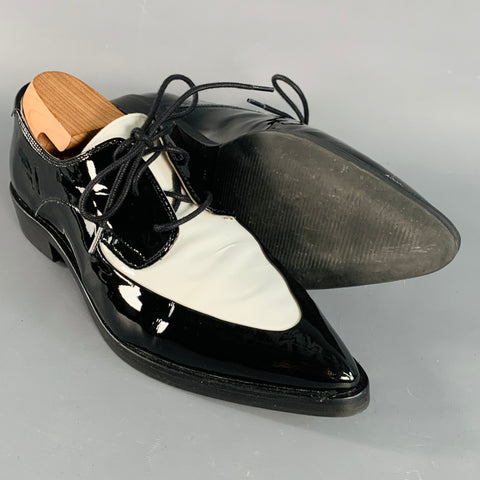ALLSAINTS Size 9 Lex Black White Color Block Spectator Derby Pointed Toe Lace-Up Shoes