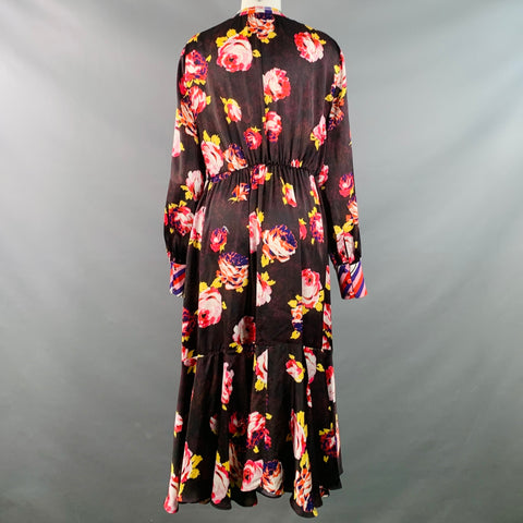 MSGM Size M Brown Multi Color Polyester Floral Bow A-Line Dress