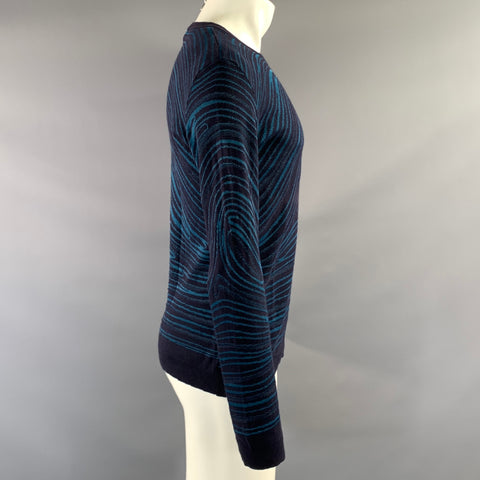 EMPORIO ARMANI Size 36 Navy Blue Abstract  Knit Pullover