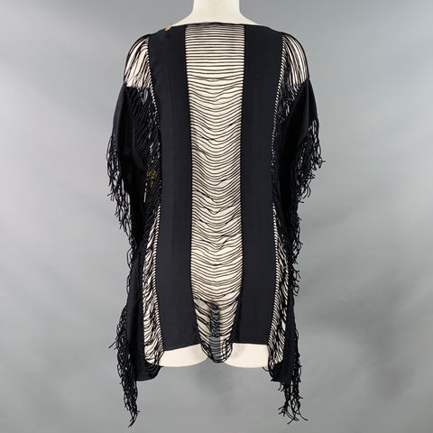 PILYQ Size S Monique Black Polyamide Blend Fringe Sleeveless Casual Top
