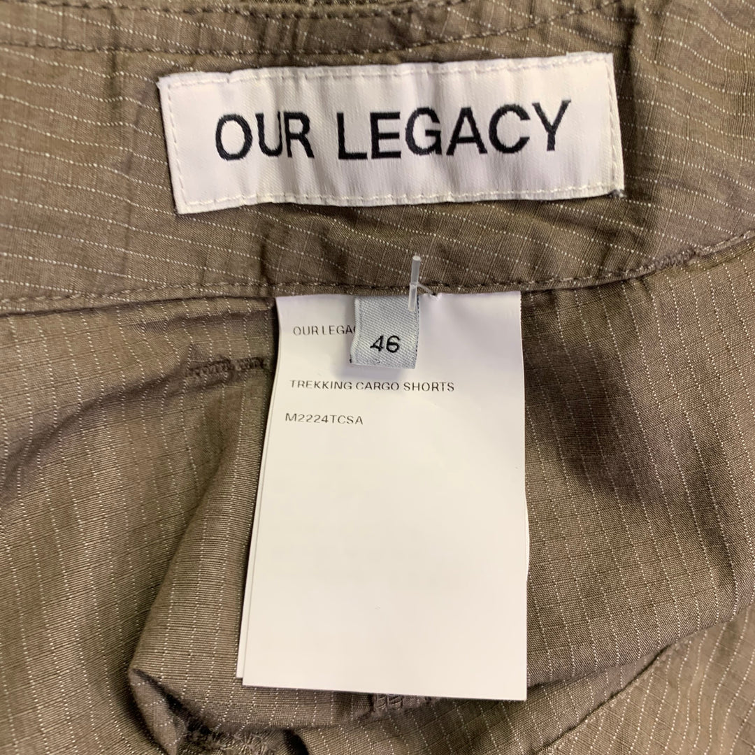 OUR LEGACY Size 30 Brown White Stripe Cotton Blend Cargo Shorts