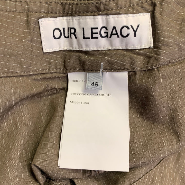 OUR LEGACY Size 30 Brown White Stripe Cotton Blend Cargo Shorts