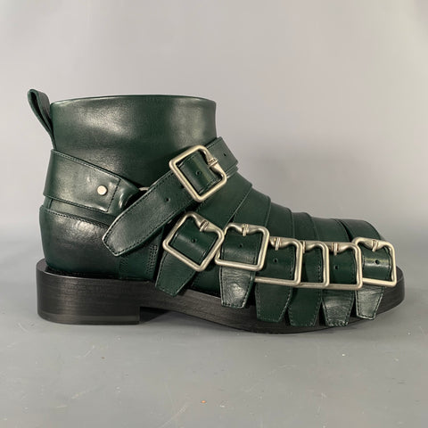 BURBERRY Size 8 Green Leather Pull On Boots