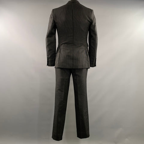 TOM FORD Chest Size 42 Black White Pinstripe Wool mohair Peak Lapel 34 31 Suit