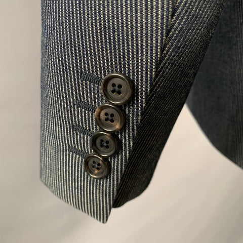 RRL by RALPH LAUREN Chest Size 42 Navy White Stripe Cotton Peak Lapel Sport Coat