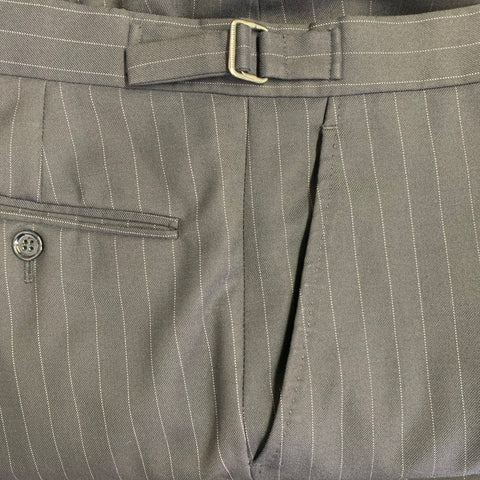 RALPH LAUREN Size 38 Regular Navy Grey Pinstripe Wool Notch Lapel Suit