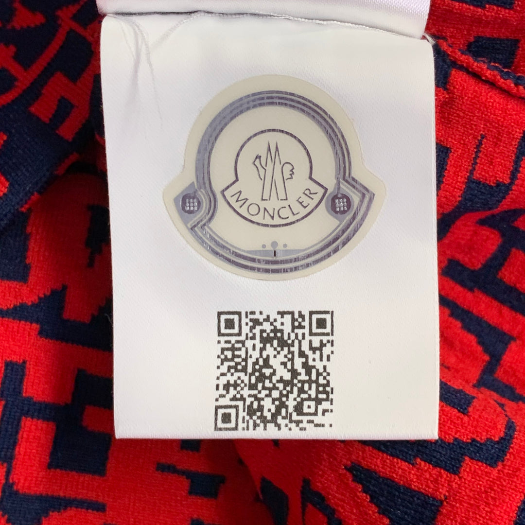MONCLER GRENOBLE Size L Red Navy Logo Polyamide Hooded Sweatshirt