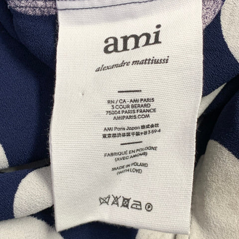AMI by ALEXANDRE MATTIUSSI Size S Navy White Polka Dot Short Sleeve Shirt