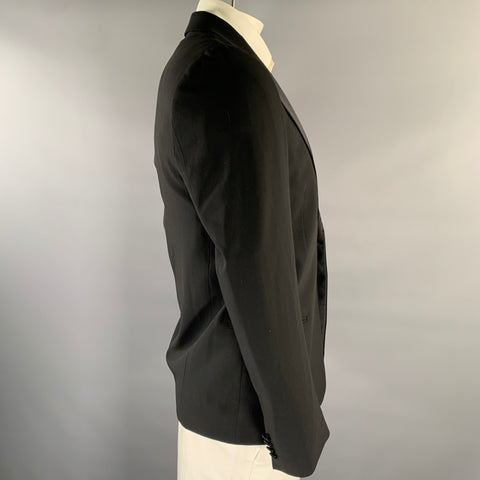 EMPORIO ARMANI Size 44 Black Wool Peak Lapel Sport Coat
