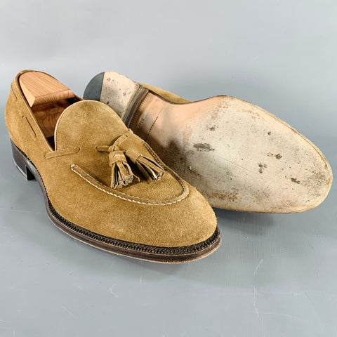 SID MASHBURN Size 11.5 Tan Suede Tassels Loafers