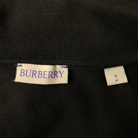 BURBERRY Size S Black Green Stripe Cotton Blend Zip Up Polo