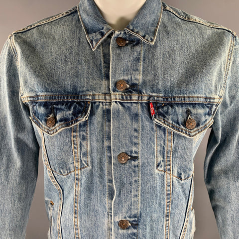 LEVI STRAUSS Veste en jean coupe droite, taille M, denim délavé bleu