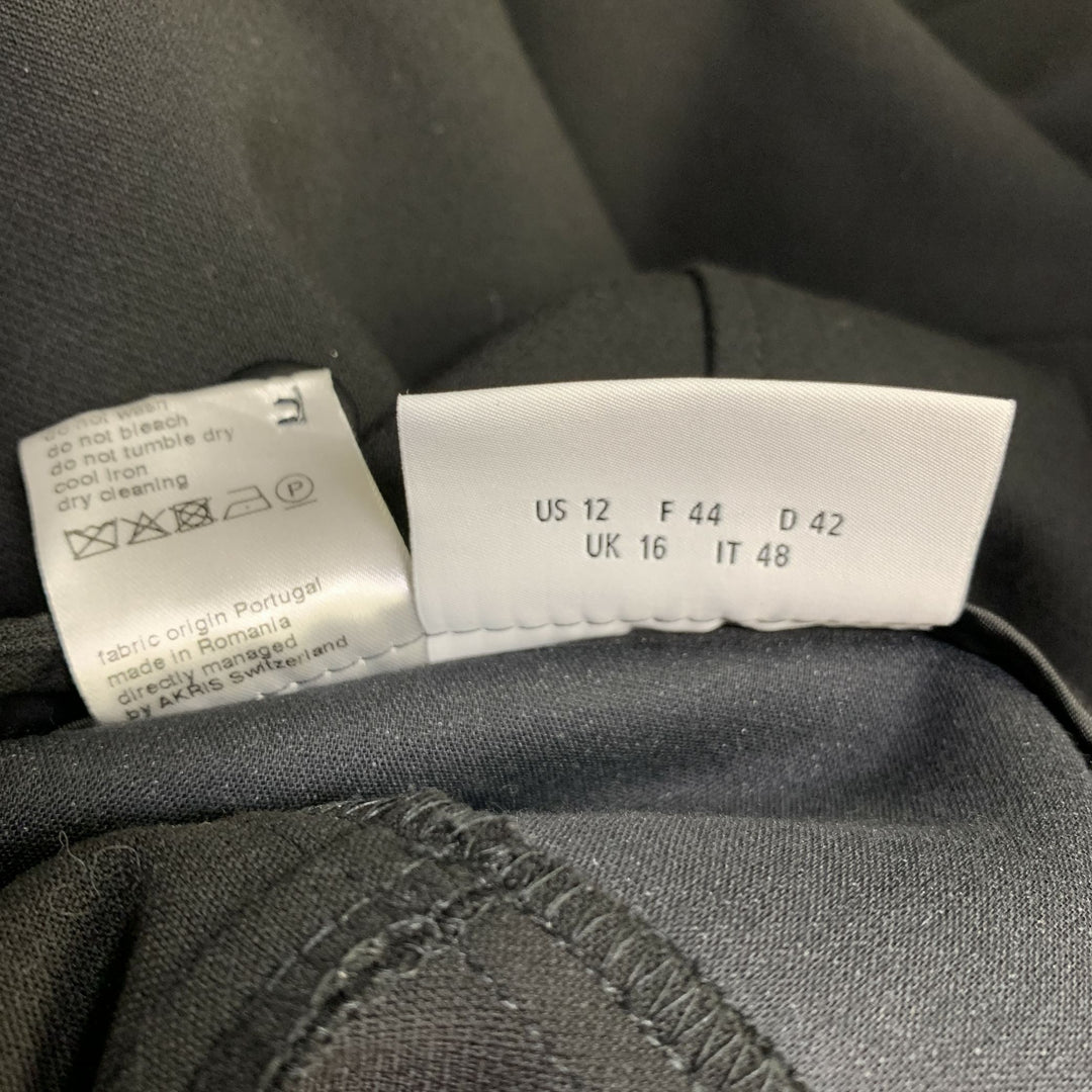 AKRIS Size 12 Black Polyester Blend Flat Front Dress Pants
