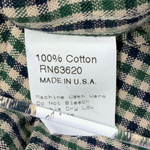 GITMAN VINTAGE Size M Beige Black Green Checkered Cotton One Pocket Long Sleeve Shirt