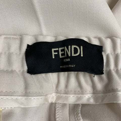 FENDI Size 36 Beige Polyester Wool Pleated Elastic Waistband Dress Pants