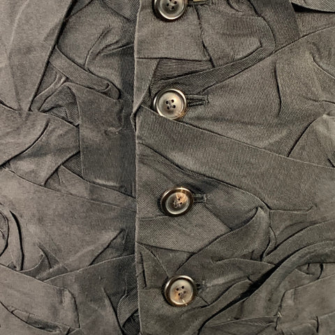 ISSEY MIYAKE Size M Black Pleated Polyester Silk V-Neck Vest