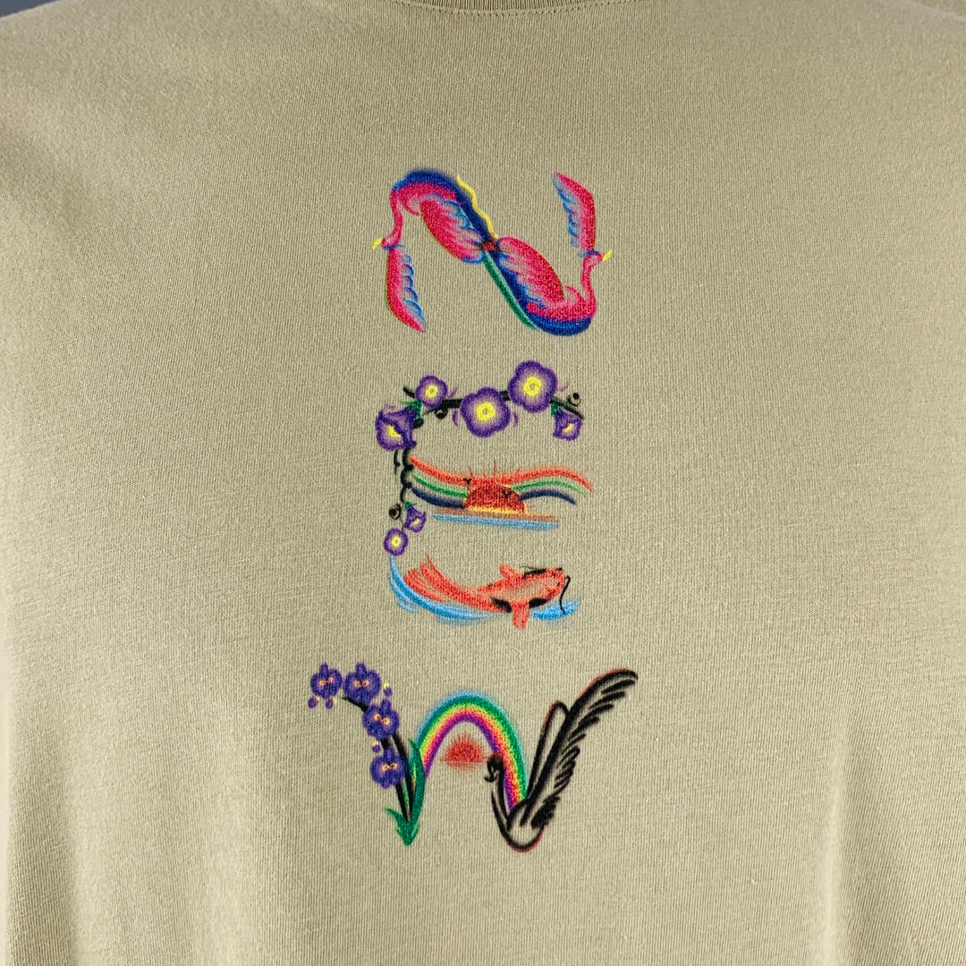 OPENING CEREMONY Size L Taupe New York Graphic Cotton Crew Neck T-shirt