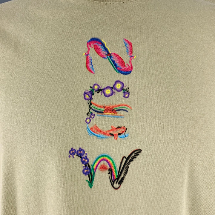 OPENING CEREMONY Size L Taupe New York Graphic Cotton Crew Neck T-shirt