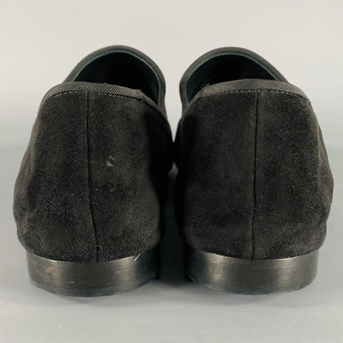 GIUSEPPE ZANOTTI Size 11 Black Textured Suede Slip On Loafers