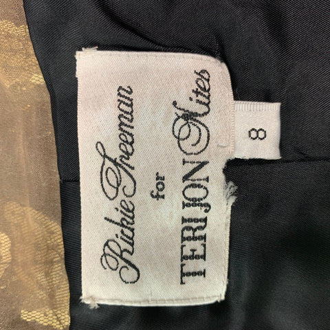 TERI JON Taille 8 Veste de soirée en crêpe noire et dorée