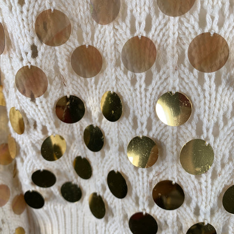 MARC JACOBS Taille M Pull Payettes en laine et cachemire crème doré