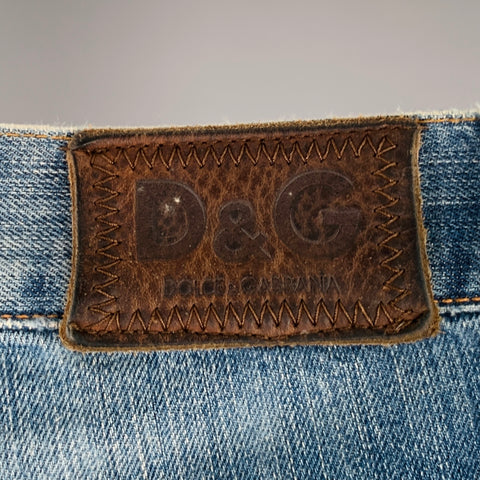 D&G by DOLCE & GABBANA Size 30 Blue Distressed Cotton Straight Jeans