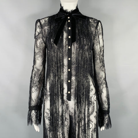PHILOSOPHY di LORENZO SERAFINI Size 6 Black Lace Bow Dress