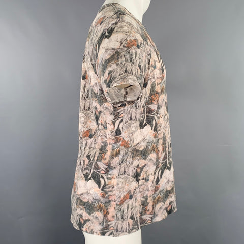 ALLSAINTS Size M Grey Multi Color Print Cotton Blend Crew Neck T-shirt