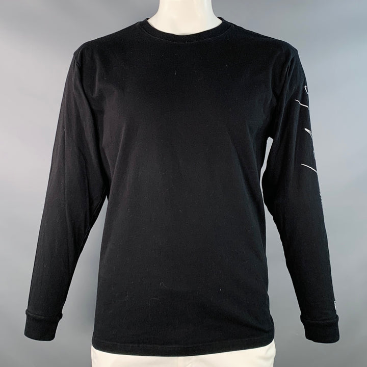 YOHJI YAMAMOTO Size XXL Black Grey Logo Cotton Crew Neck Pullover