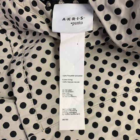 AKRIS Size 16 Black Ivory Polyester Polka Dot Reversible Jacket