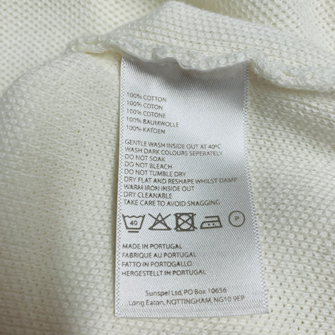 SUNSPEL Size XL Off White Pique Cotton Short Sleeve Polo