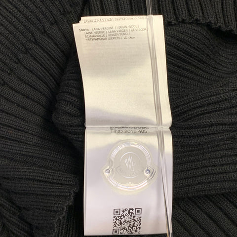 MONCLER Size M Black Rib Knit Virgin Wool Turtleneck Sweater