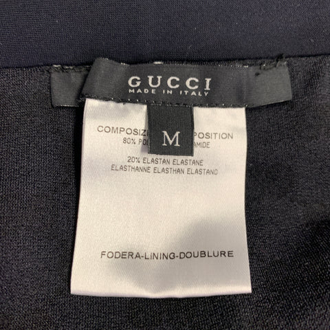 GUCCI Size M Black White Logo Polyamide Blend Drawstring Speedo