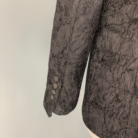 GIORGIO ARMANI Size 10 Black Silk Viscose Textured Jacket