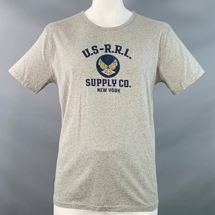 RRL by RALPH LAUREN Size XL Grey Logo Cotton Jersey T-shirt