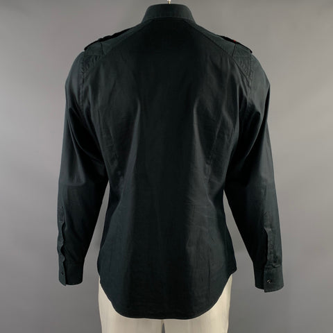 GUCCI AW2008 Size XL Black Cotton Button Up Long Sleeve Shirt