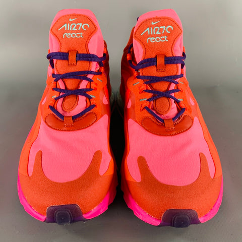 NIKE Size 11.5 Pink Orange Red Color Block Nylon Lace-Up Sneakers