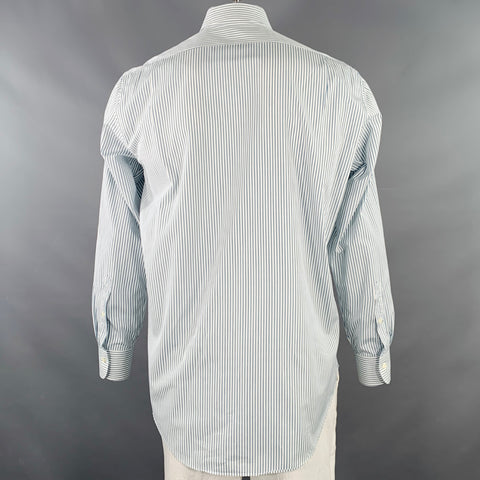SID MASHBURN Size L Blue White Stripe Cotton One Pocket Long Sleeve Shirt