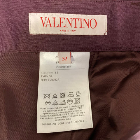 VALENTINO Chest Size 42 Burgundy Solid Mohair Blend Double Breasted 34 32 Suit