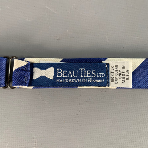 BEAU TIES LTD. Navy Cream Diagonal Stripe Silk Bow Tie