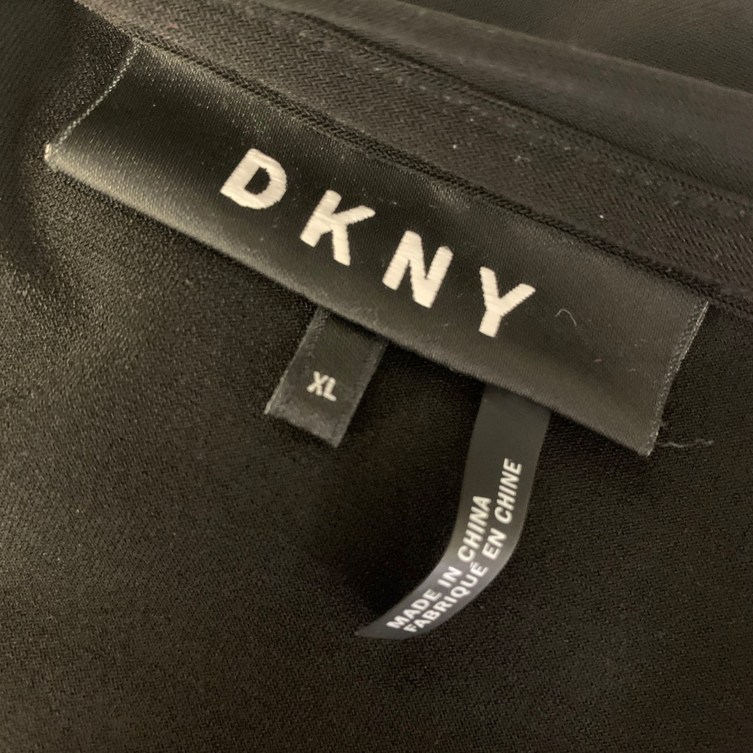 DKNY Size XL Black Polyester Blend Beaded Scoop Neck Casual Top
