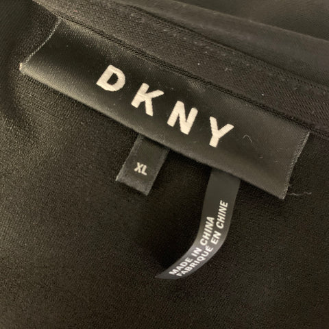 DKNY Size XL Black Polyester Blend Beaded Scoop Neck Casual Top