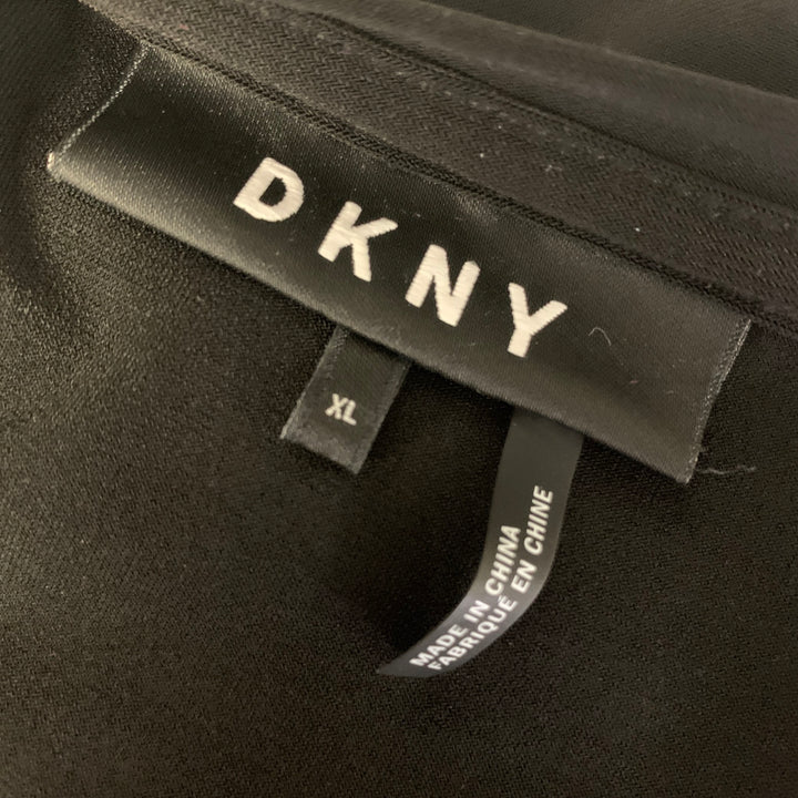 DKNY Size XL Black Polyester Blend Beaded Scoop Neck Casual Top