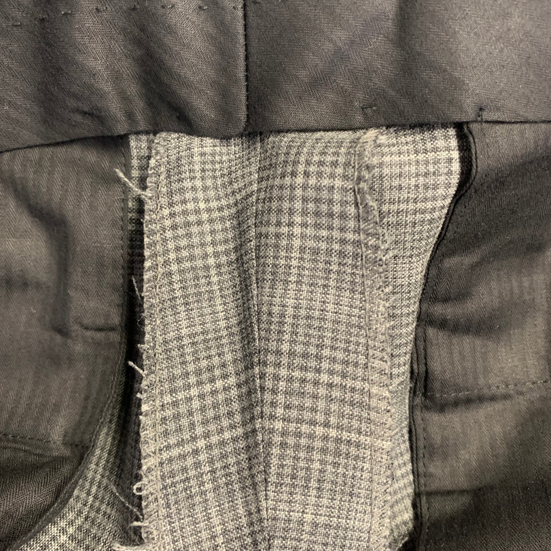 EIDOS Size 38 Regular Grey Charcoal Plaid Wool Notch Lapel Suit