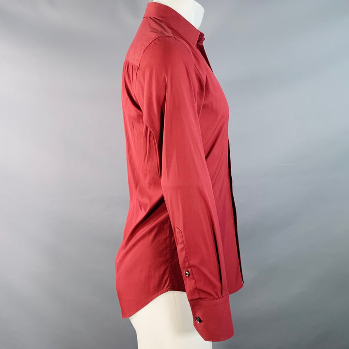 EMPORIO ARMANI Size S Red Burgundy Cotton Blend Spread Collar Long Sleeve Shirt